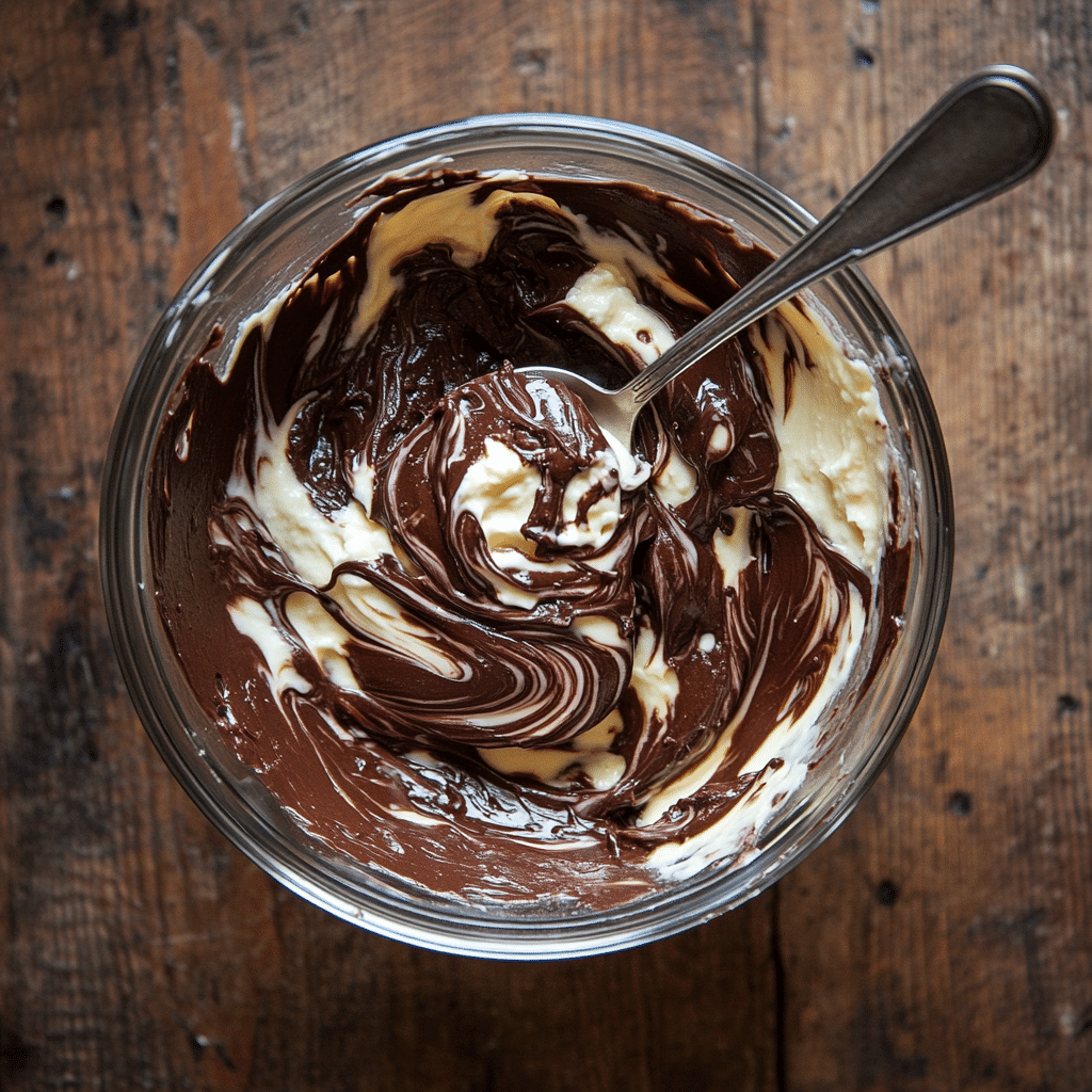 Cottage cheese brownie batter in a glass bowl