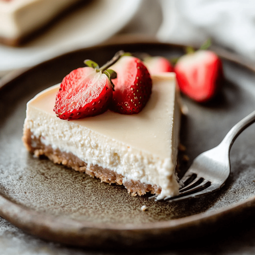 no bake cottage cheese cheesecake slice