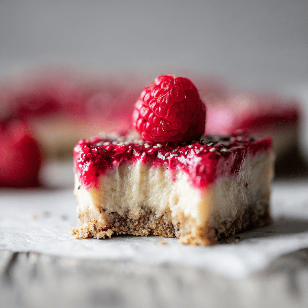 Bitten no bake lemon raspberry bar showing creamy layers