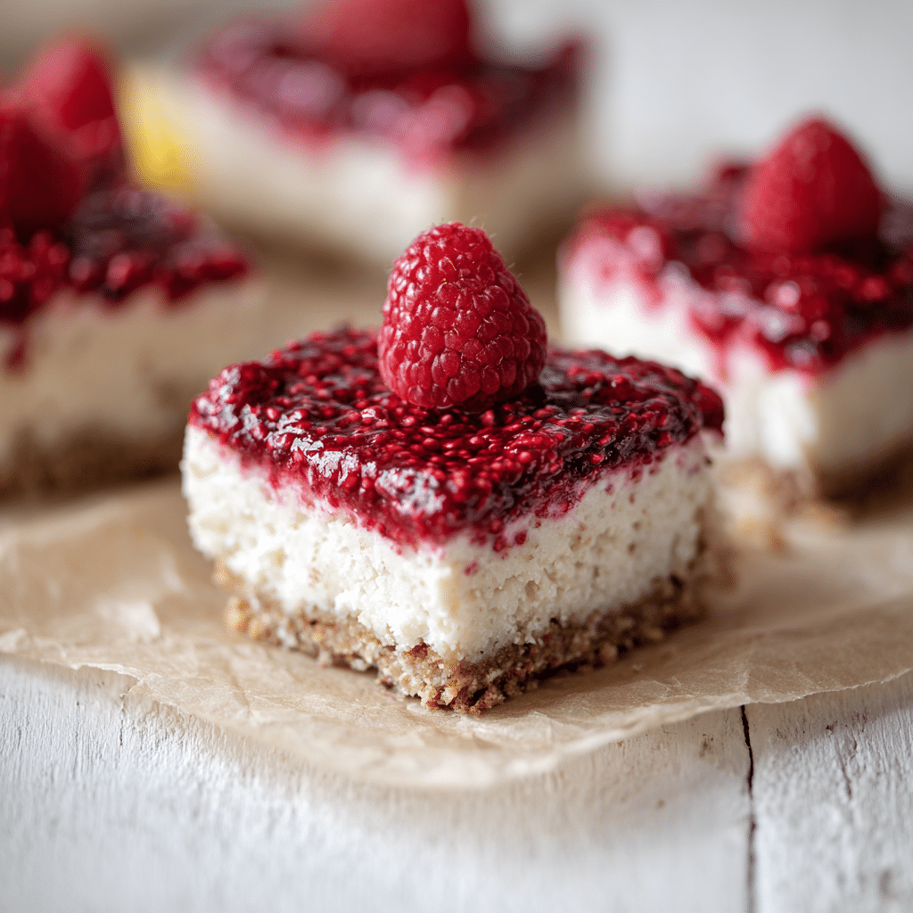 No Bake Lemon Raspberry Bars closeup