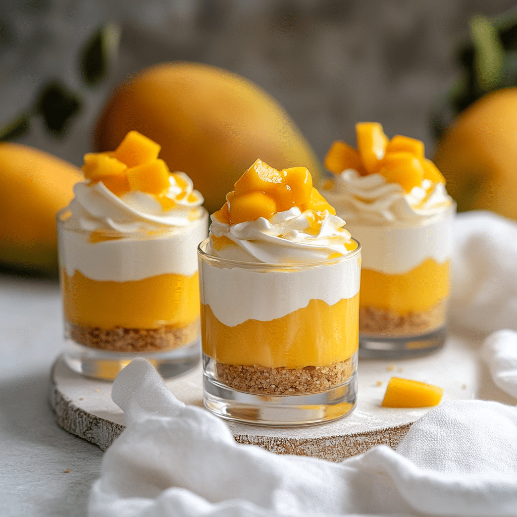 no bake mango cheesecake cups in glass jars