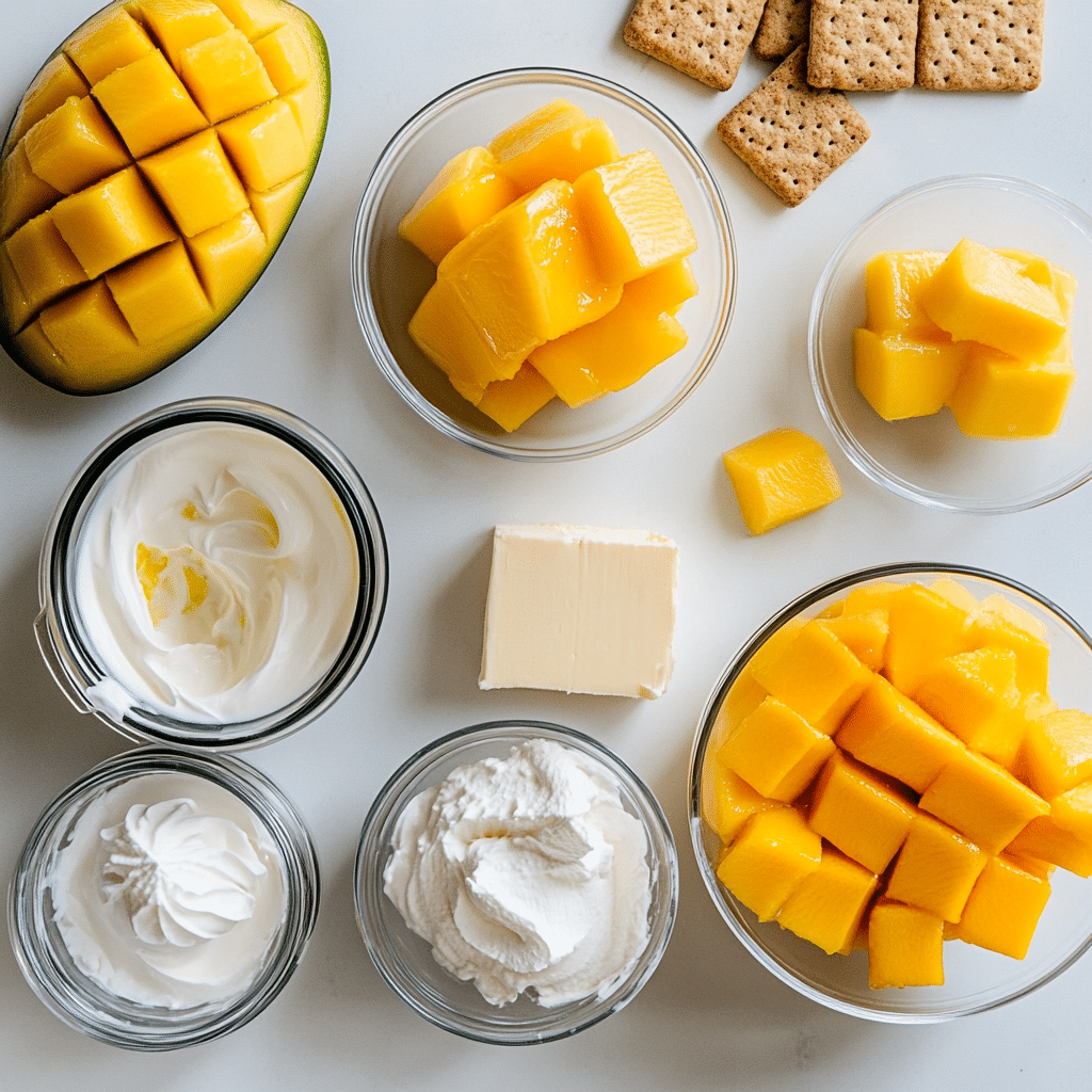 Ingredients for No-Bake Mango Cheesecake recipe