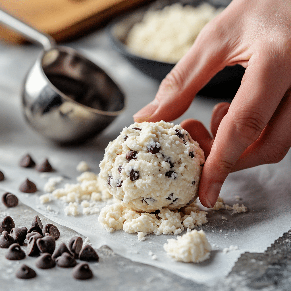 rolling no bake cottage cheese protein balls by hand