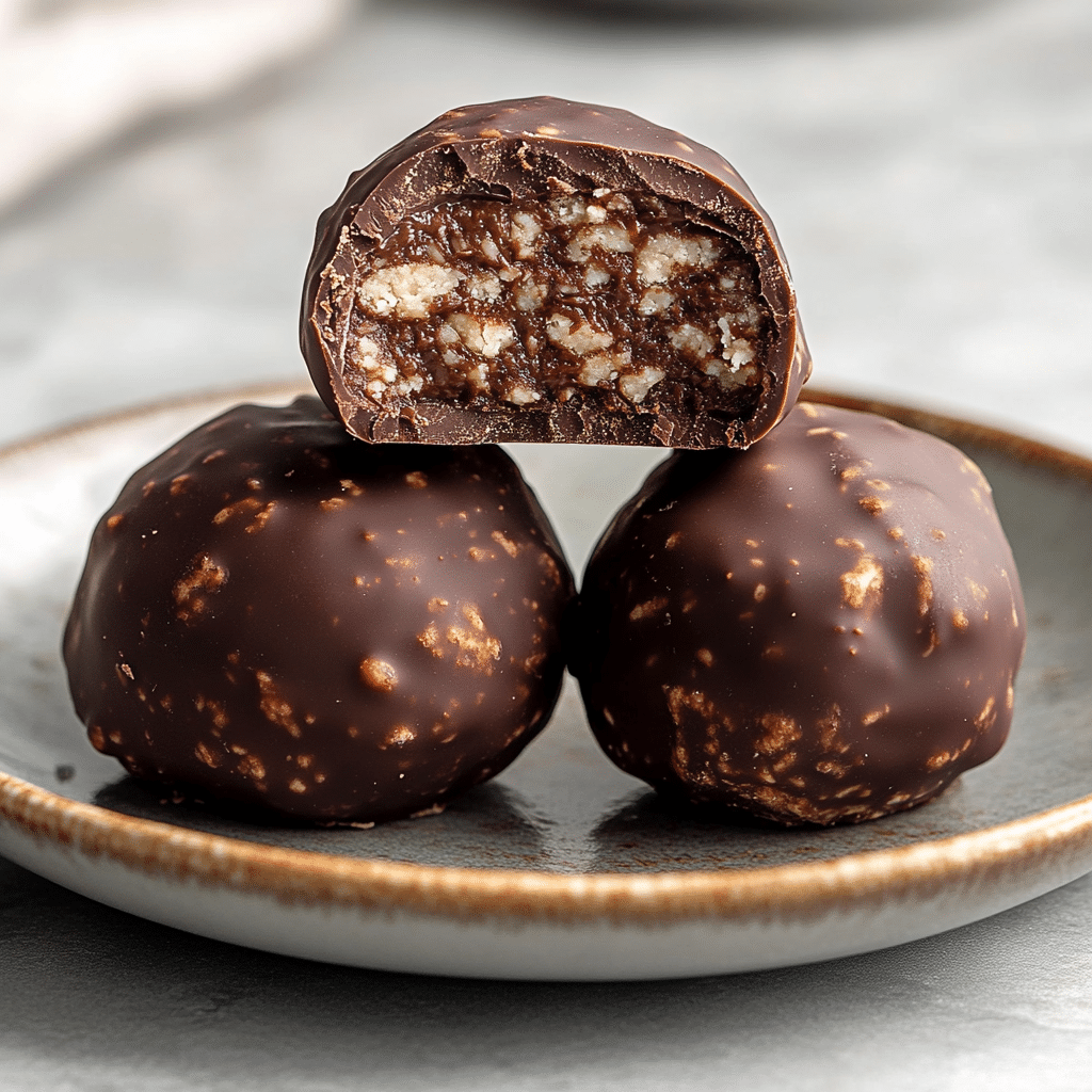 served no bake cottage cheese protein balls with chocolate coating