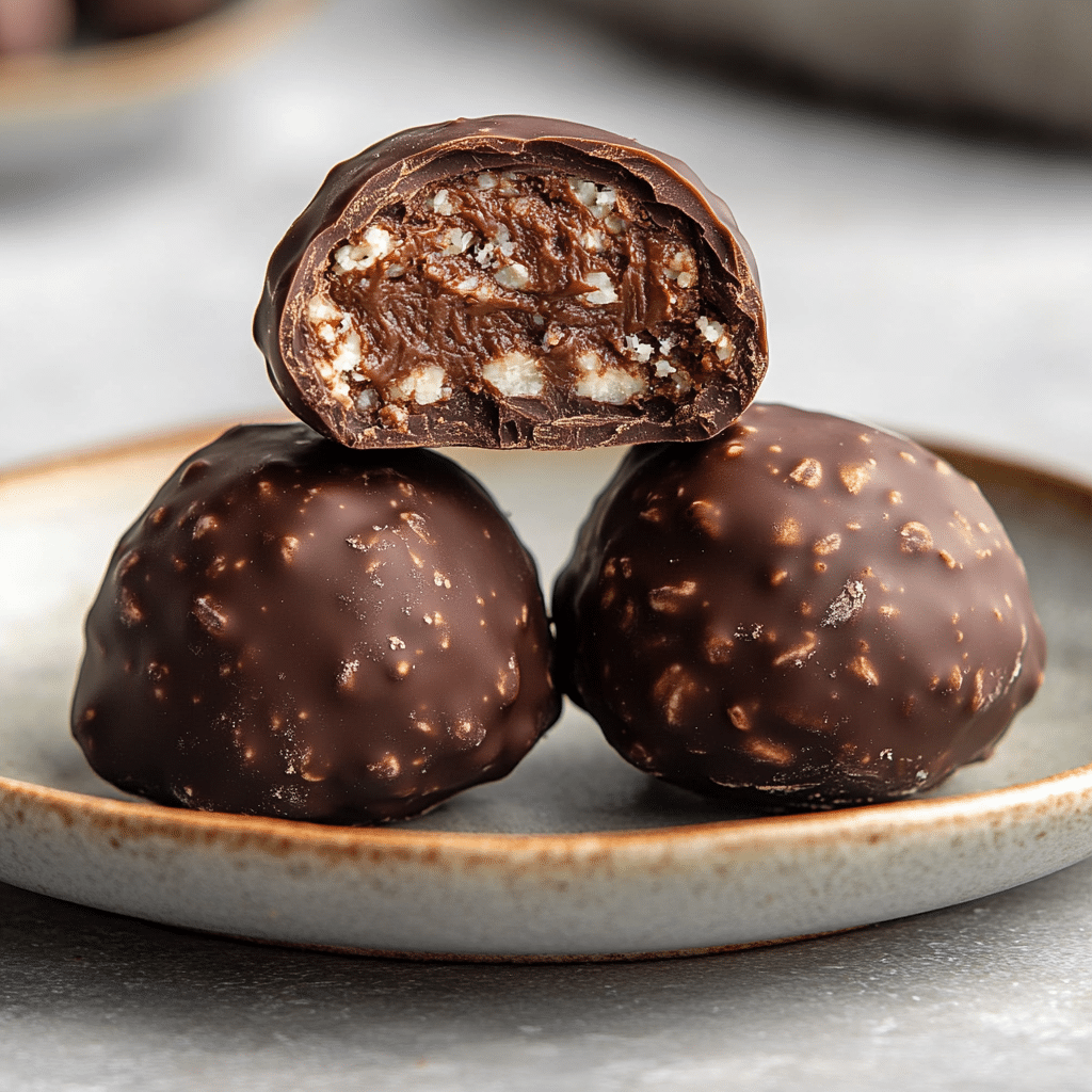 served no bake cottage cheese protein balls with chocolate covering