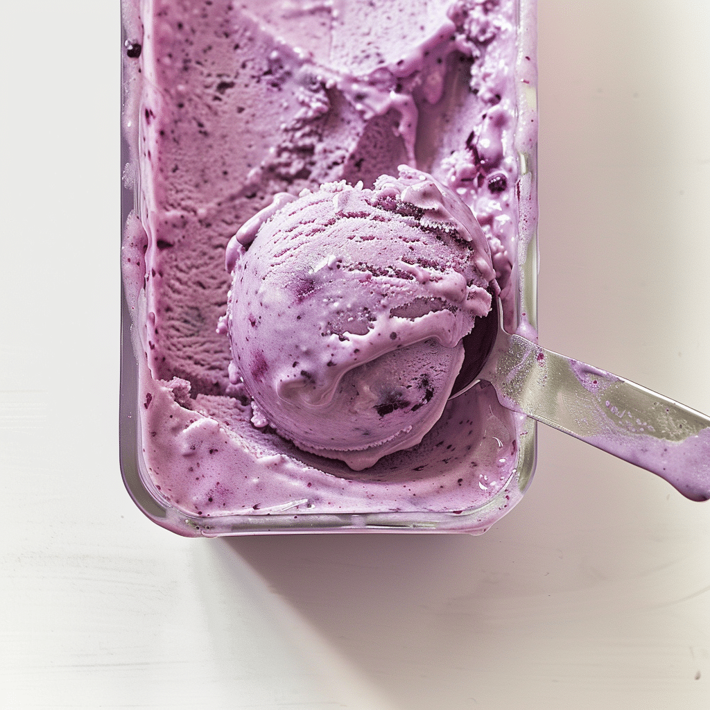 Blueberry cottage cheese ice cream recipe scoop in container