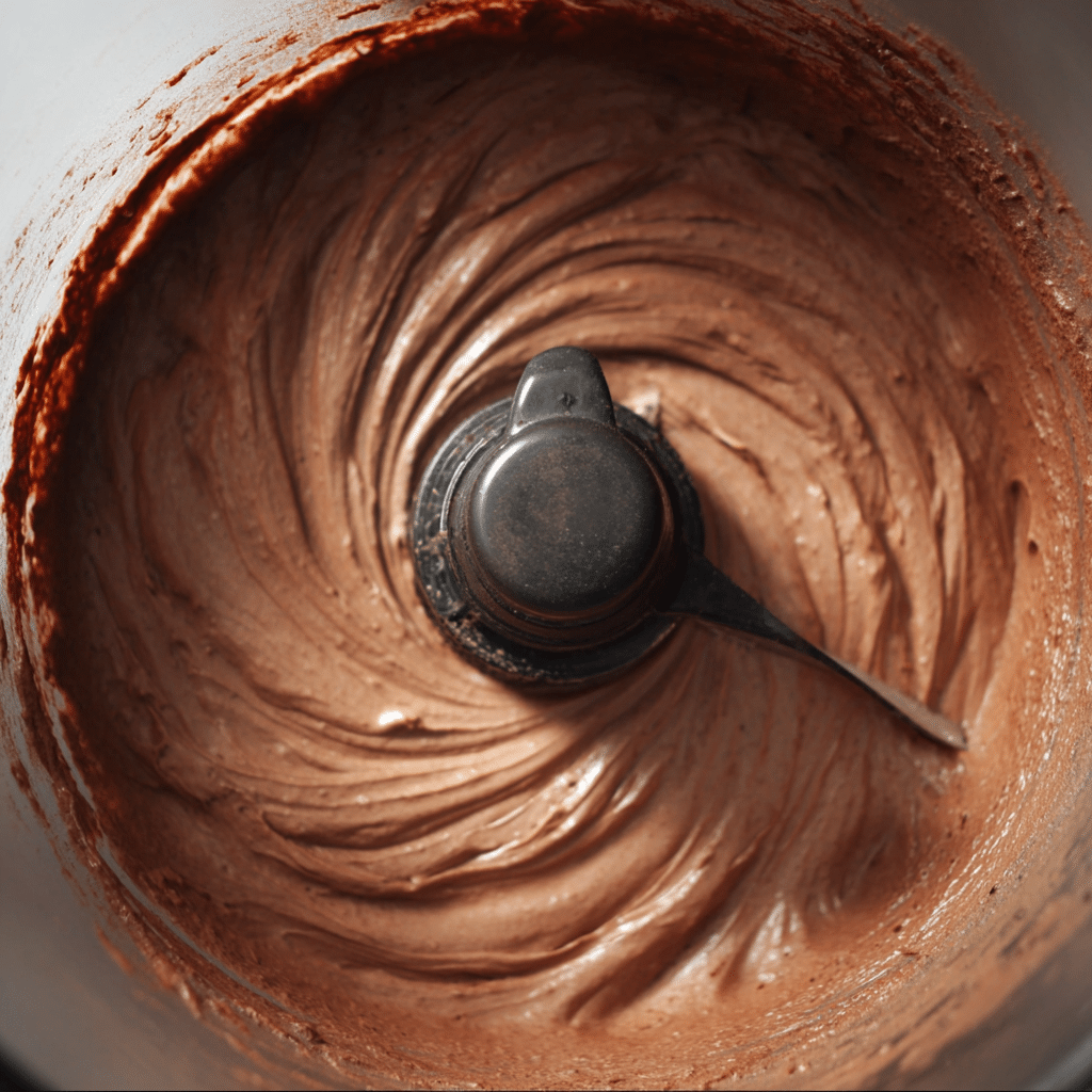 Blending cottage cheese chocolate mousse in food processor