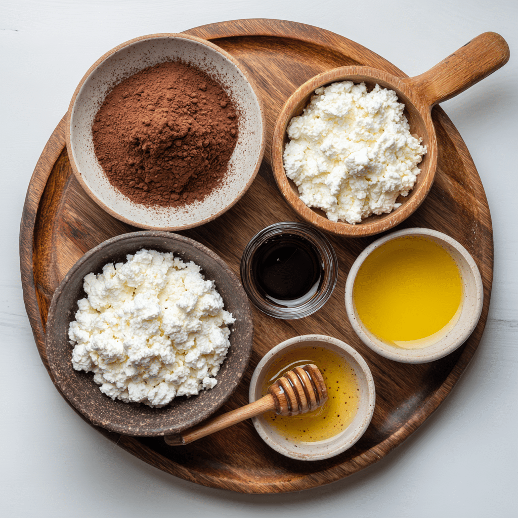 Ingredients for cottage cheese chocolate mousse