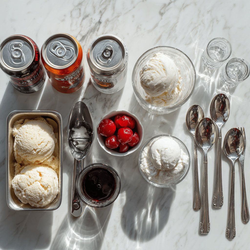 ingredients for ice cream soda float recipe