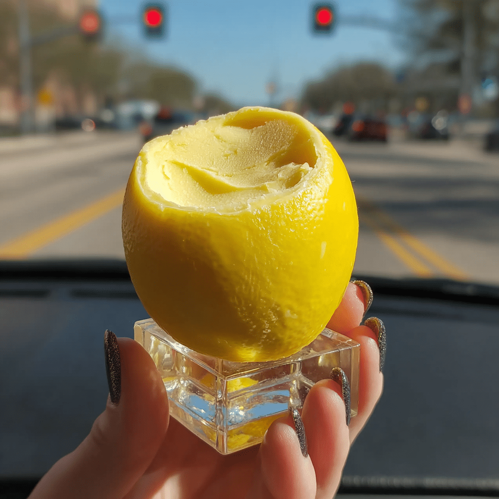 creamy viral lemon ice cream inside hollowed lemon shell